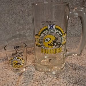 Packers Glass Mug and Shot Glass Set - Bold Yellow and Green